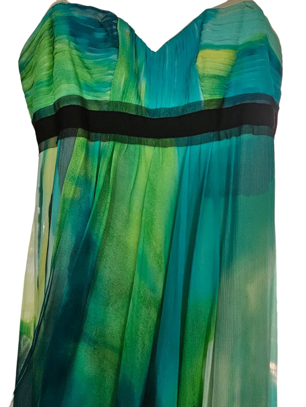 BCBGMAXAZRIA Silk Chiffon Watercolor 2008 Strapless Maxi Gown Dress - Picture 7 of 14